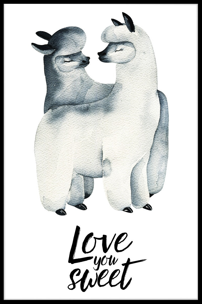 Lama kärlek akvarell poster