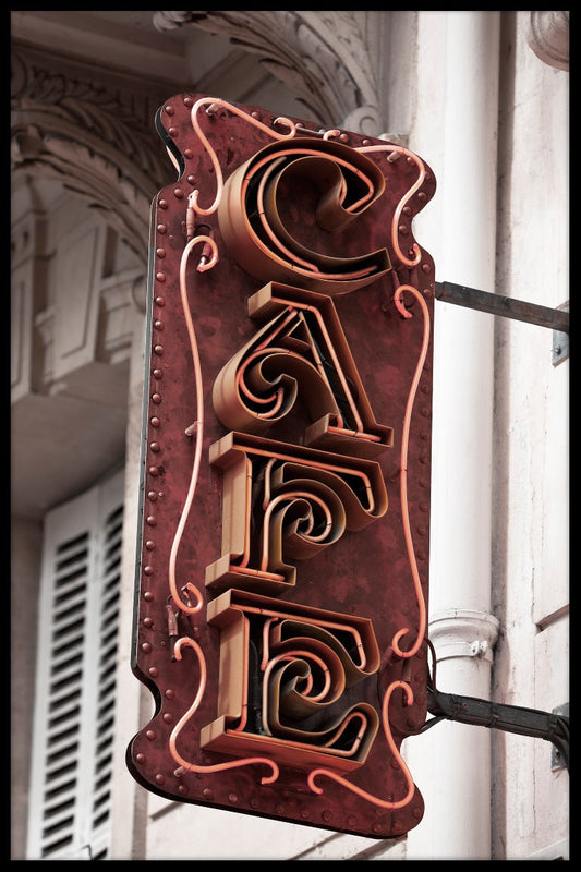 Café tecken Paris poster