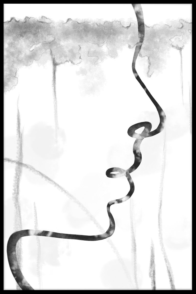 Abstrakt Face Line Art affisch-s