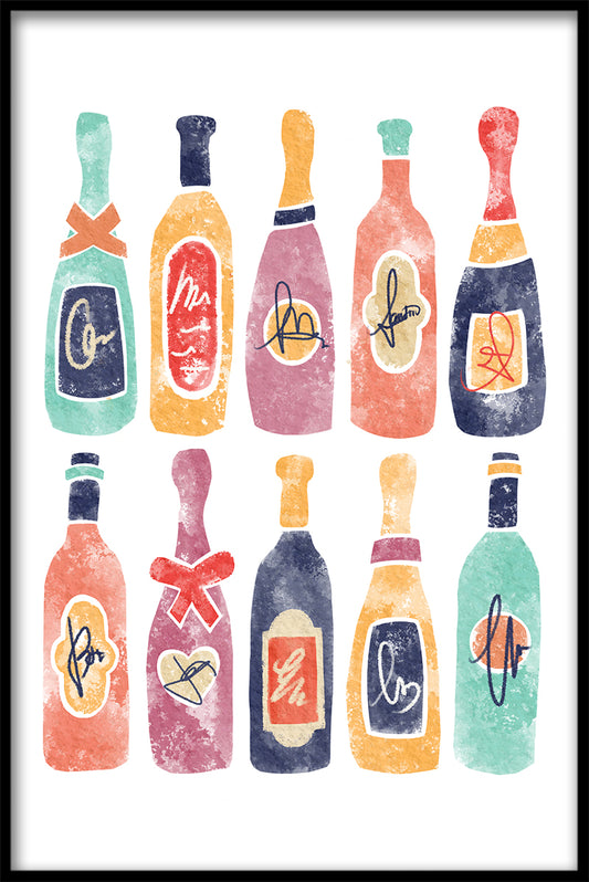 Vinflaskor Illustration poster