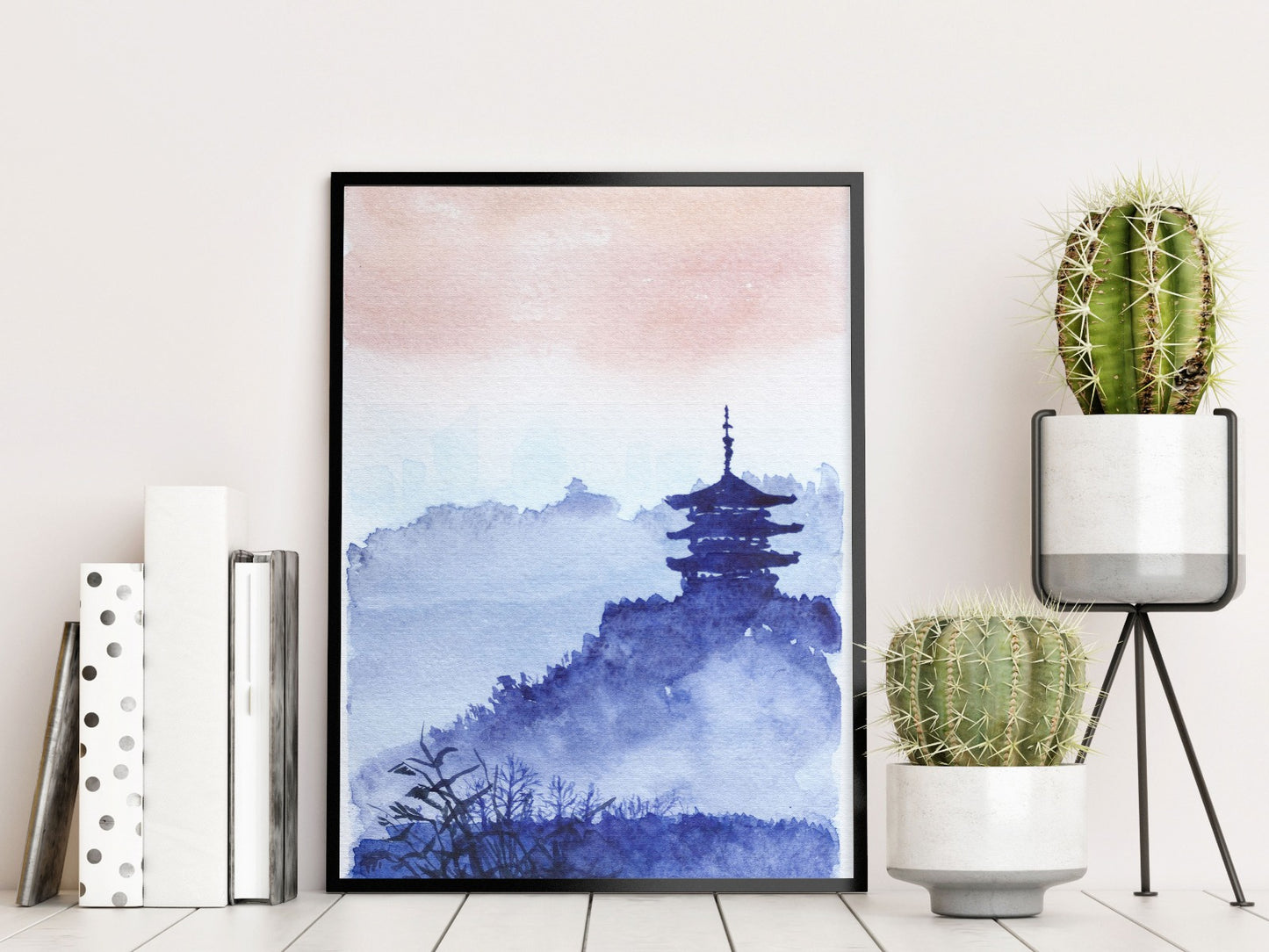 Akvarell japansk tempelskog poster