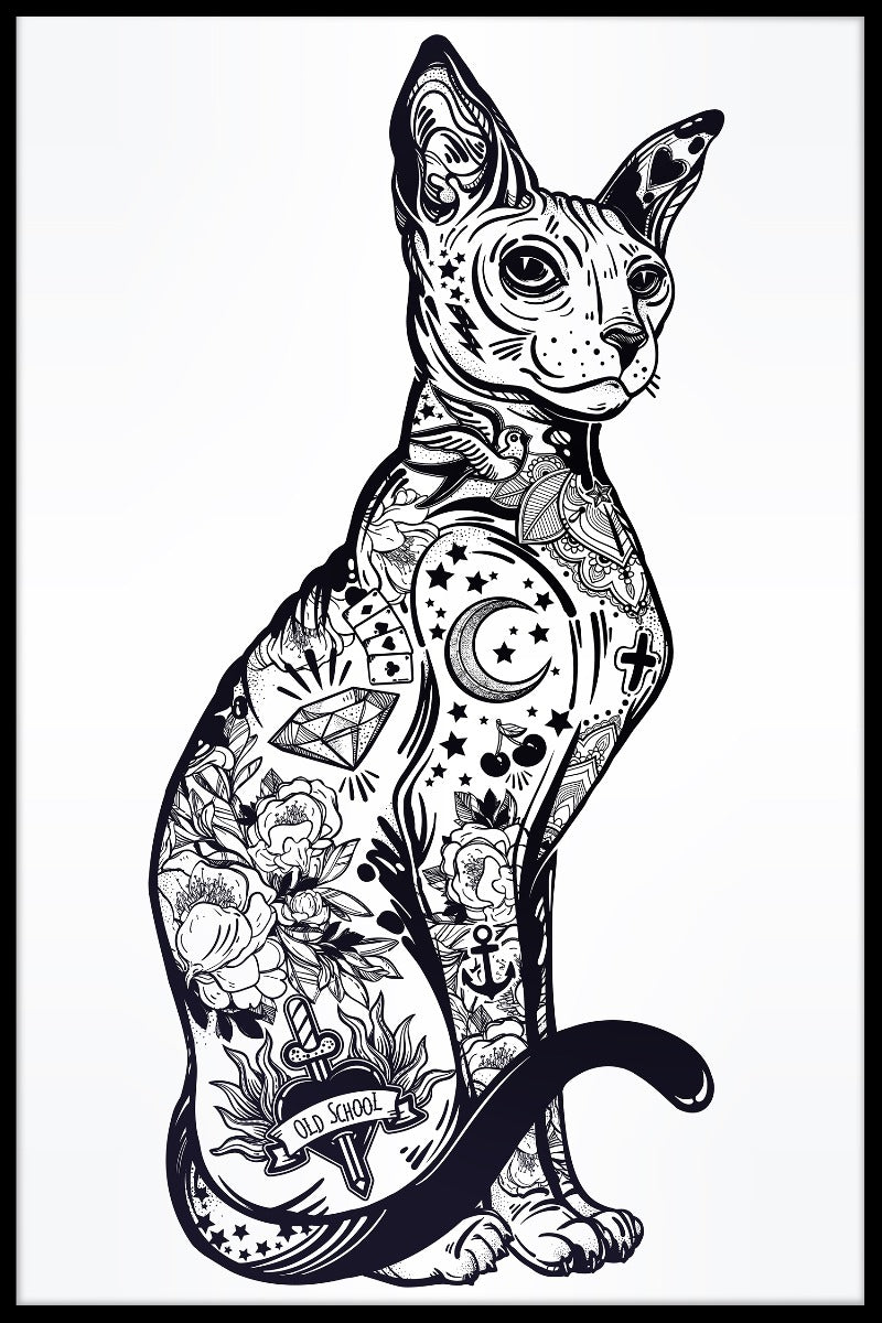 Cat Sphynx Illustration poster