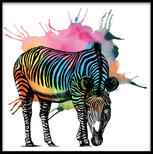 Zebra färgglad abstrakt poster
