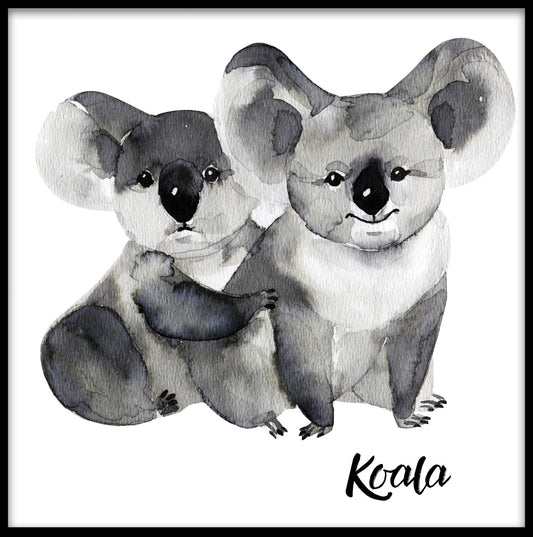 Koala kärlek akvarell poster