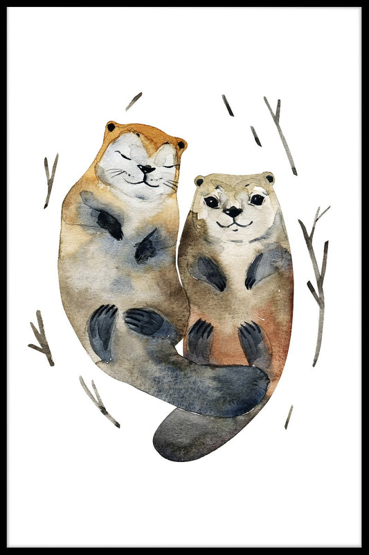 Otter Love akvarellposter