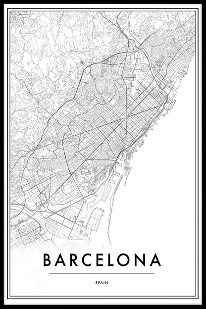 Barcelona Spanien kartposter
