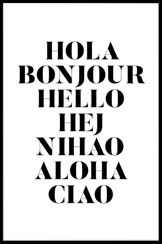 Hola Bonjour Hej poster