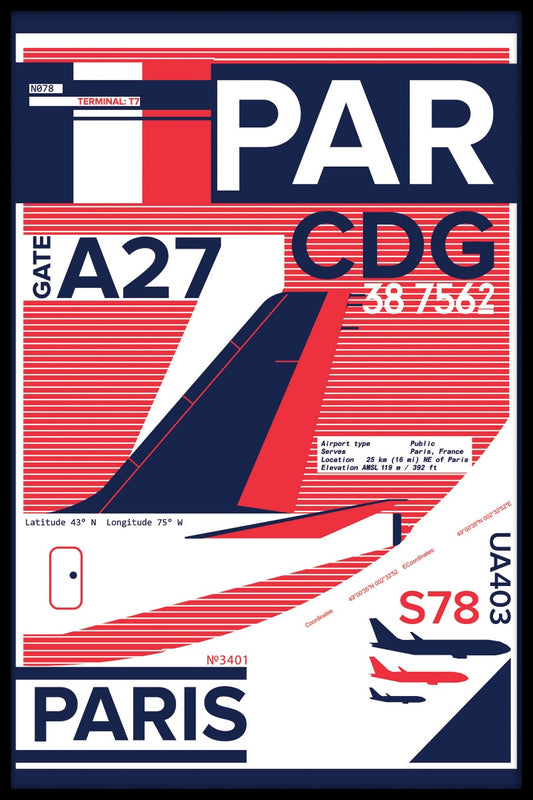 CDG Paris flygplats poster