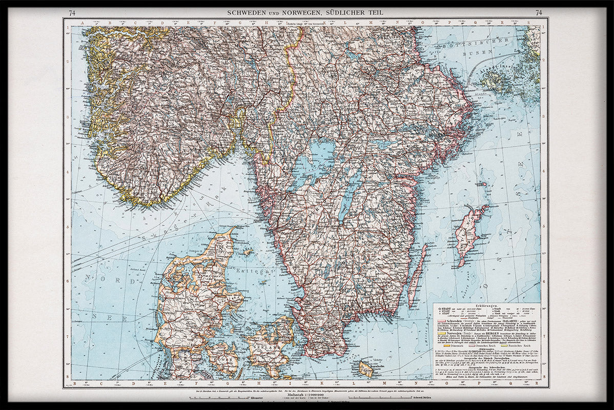 Skandinavien Karta 1896 N02 poster