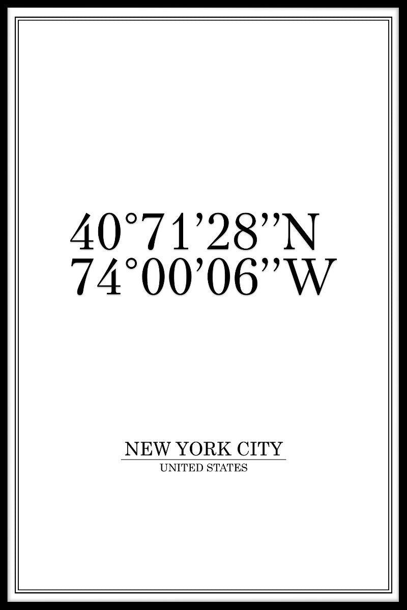 New York City koordinater poster