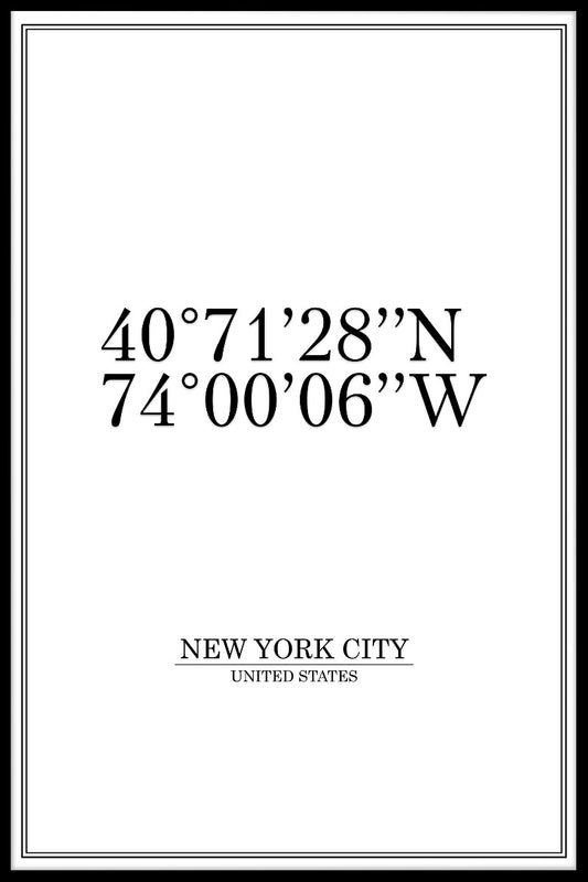 New York City koordinater poster