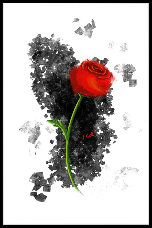Röd blomma grafisk design poster