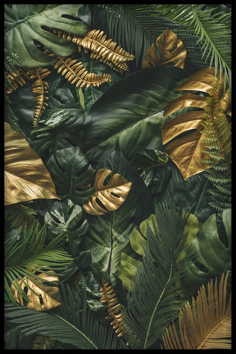 Gyllene grön tropisk poster