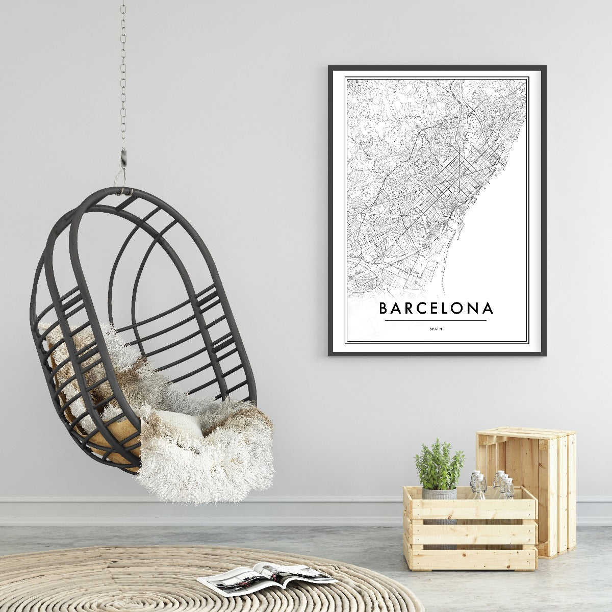 Barcelona Spanien kartposter