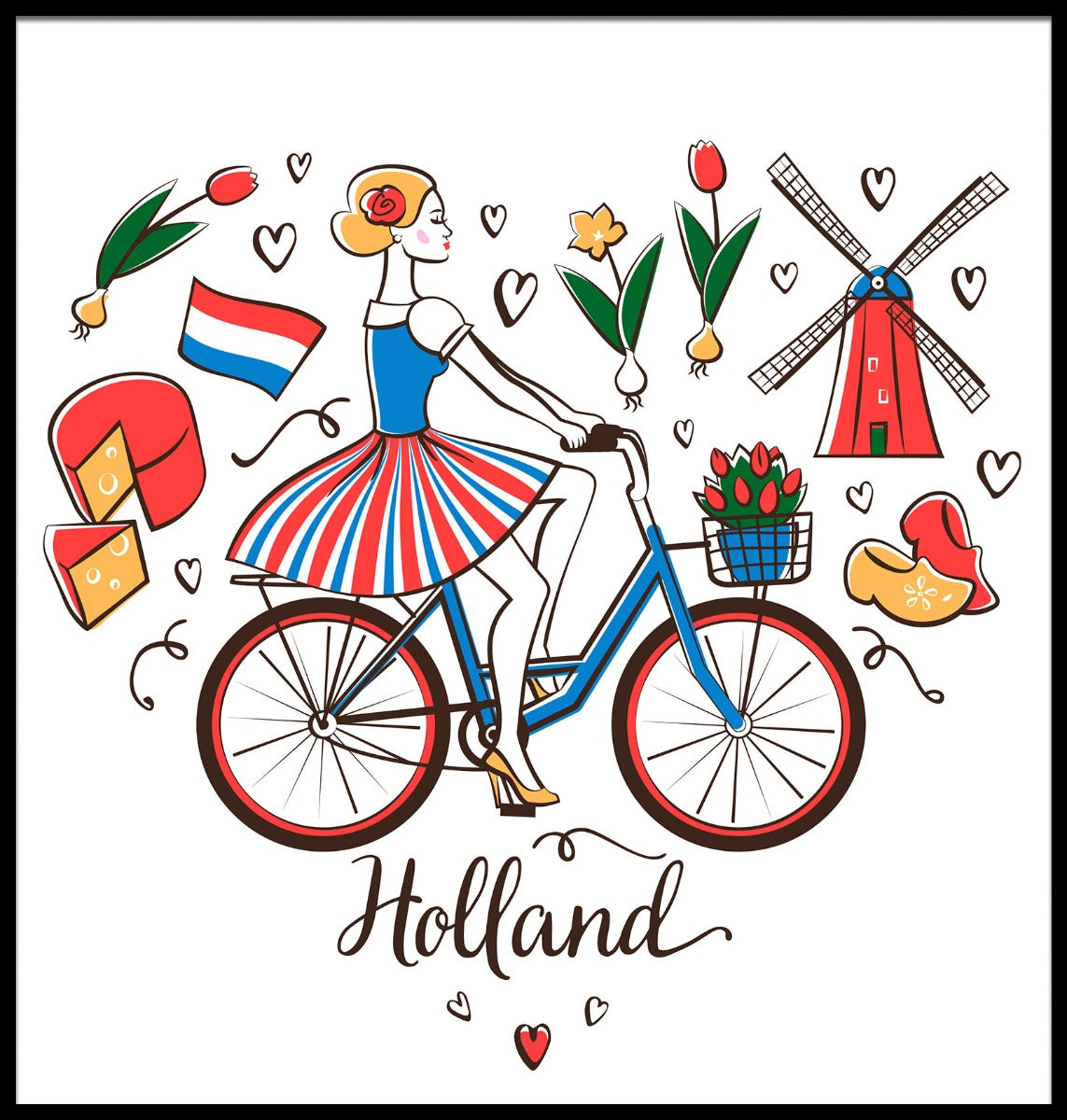 Cykel Holland Illustration poster